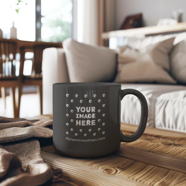 11oz Blank Dark Gray Ceramic Coffee Mug Mockup Template