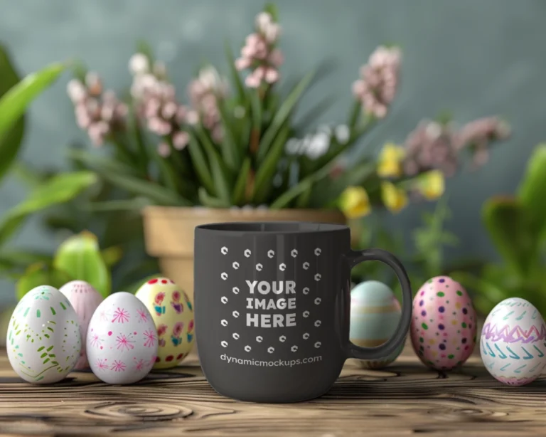 11oz Blank Dark Gray Ceramic Coffee Mug Mockup Template
