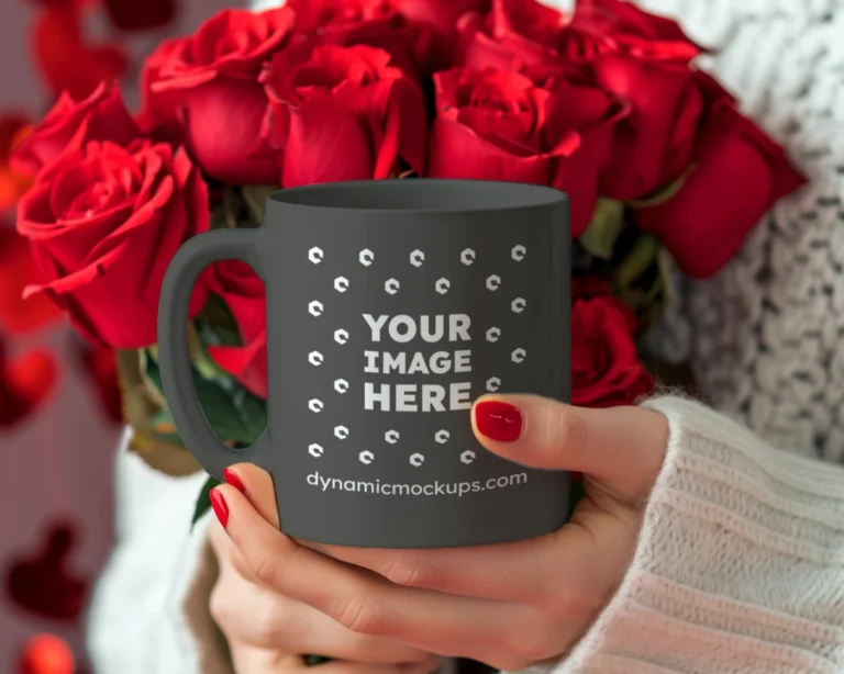 11oz Blank Dark Gray Ceramic Coffee Mug Mockup Template
