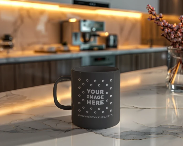 11oz Blank Dark Gray Ceramic Coffee Mug Mockup Template
