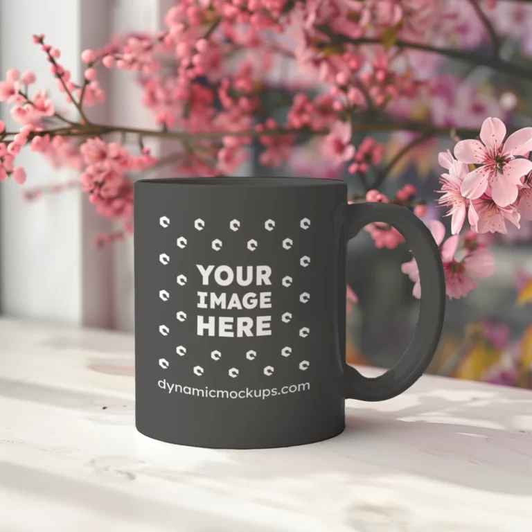 11oz Blank Dark Gray Ceramic Coffee Mug Mockup Template