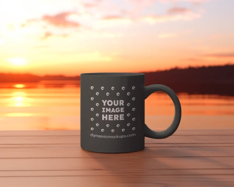 11oz Blank Dark Gray Ceramic Coffee Mug Mockup Template
