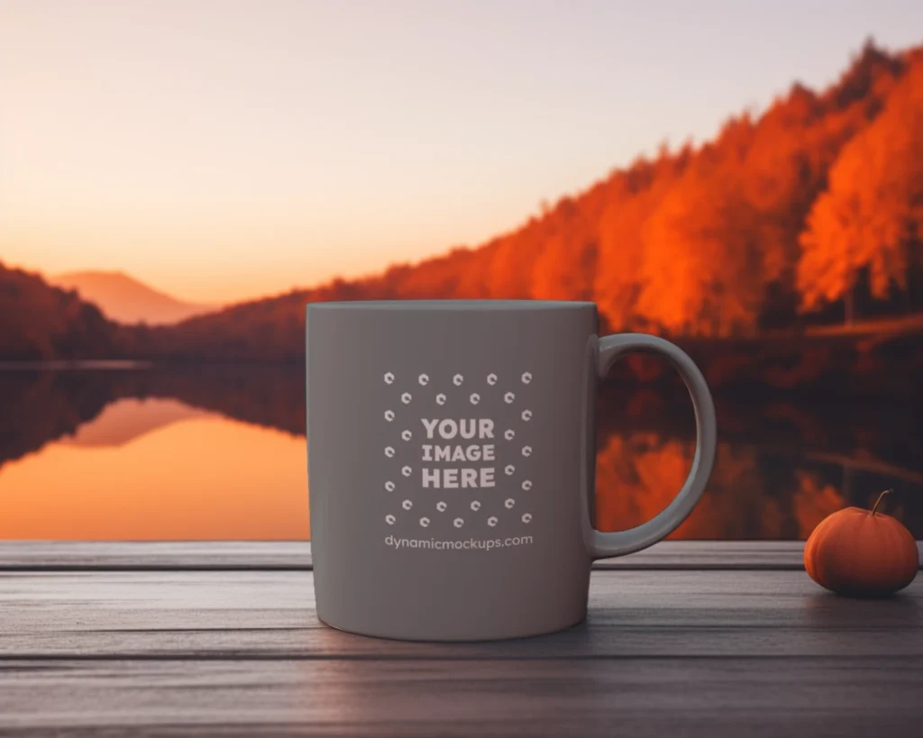 11oz Blank Gray Ceramic Coffee Mug Mockup Template
