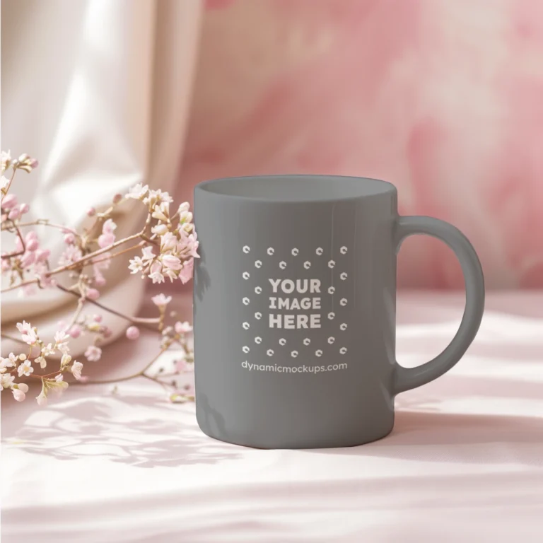11oz Blank Gray Ceramic Coffee Mug Mockup Template