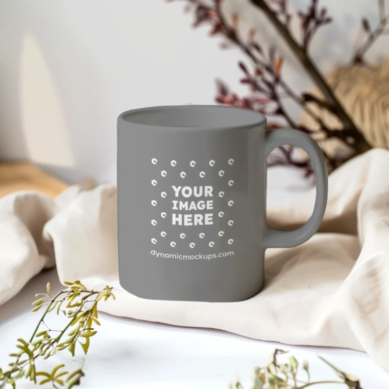 11oz Blank Gray Ceramic Coffee Mug Mockup Template