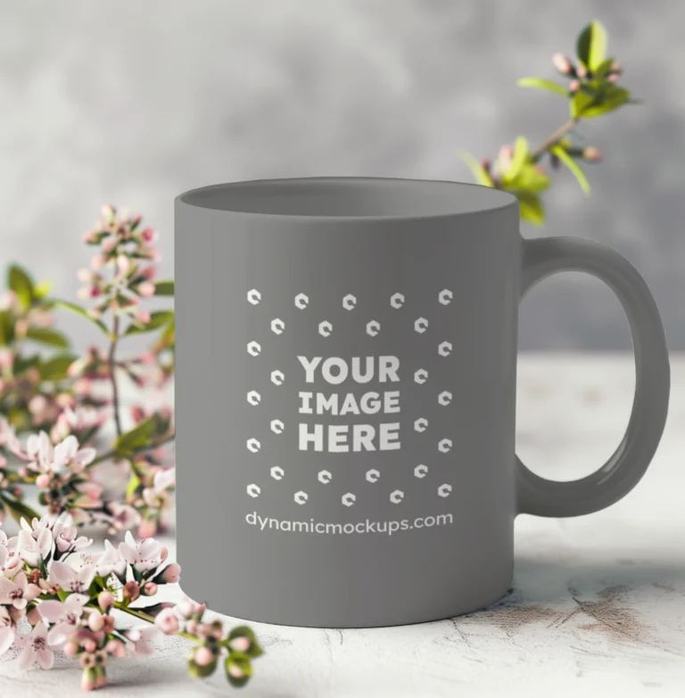 11oz Blank Gray Ceramic Coffee Mug Mockup Template