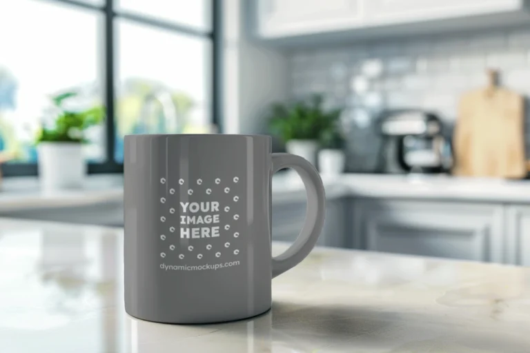 11oz Blank Gray Ceramic Coffee Mug Mockup Template