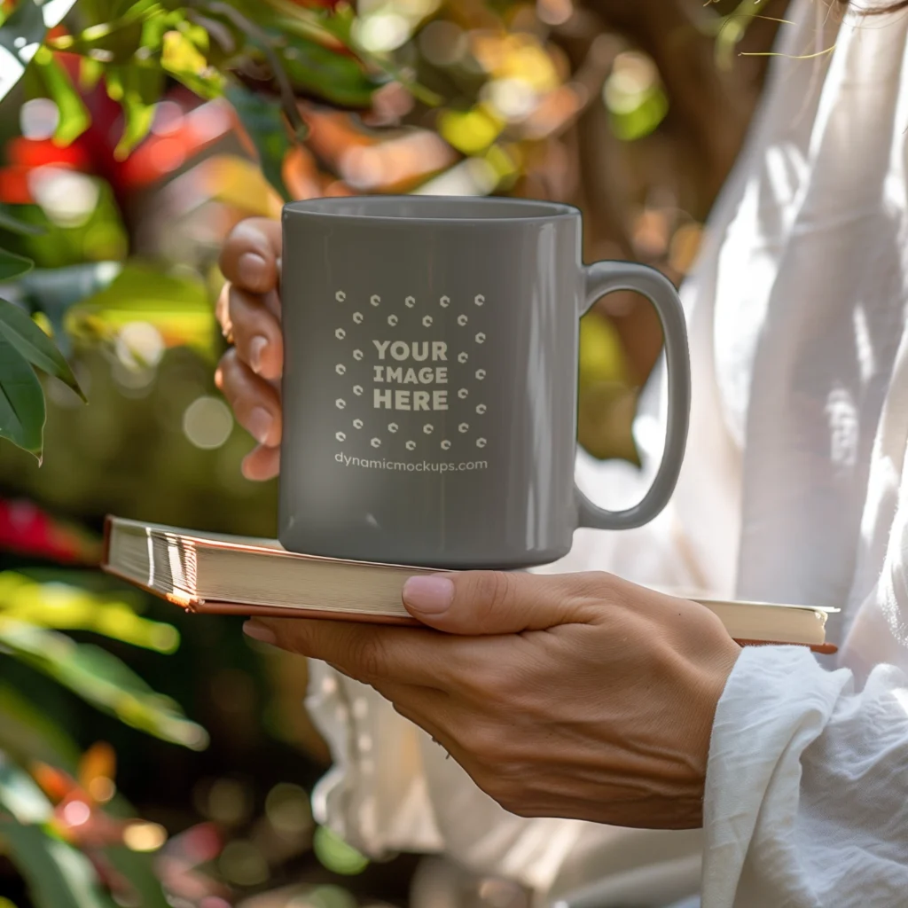 11oz Blank Gray Ceramic Coffee Mug Mockup Template