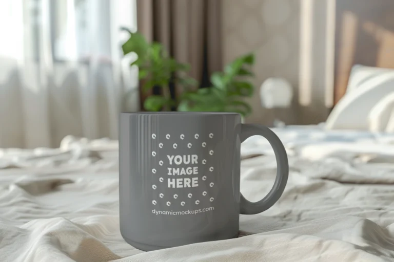 11oz Blank Gray Ceramic Coffee Mug Mockup Template