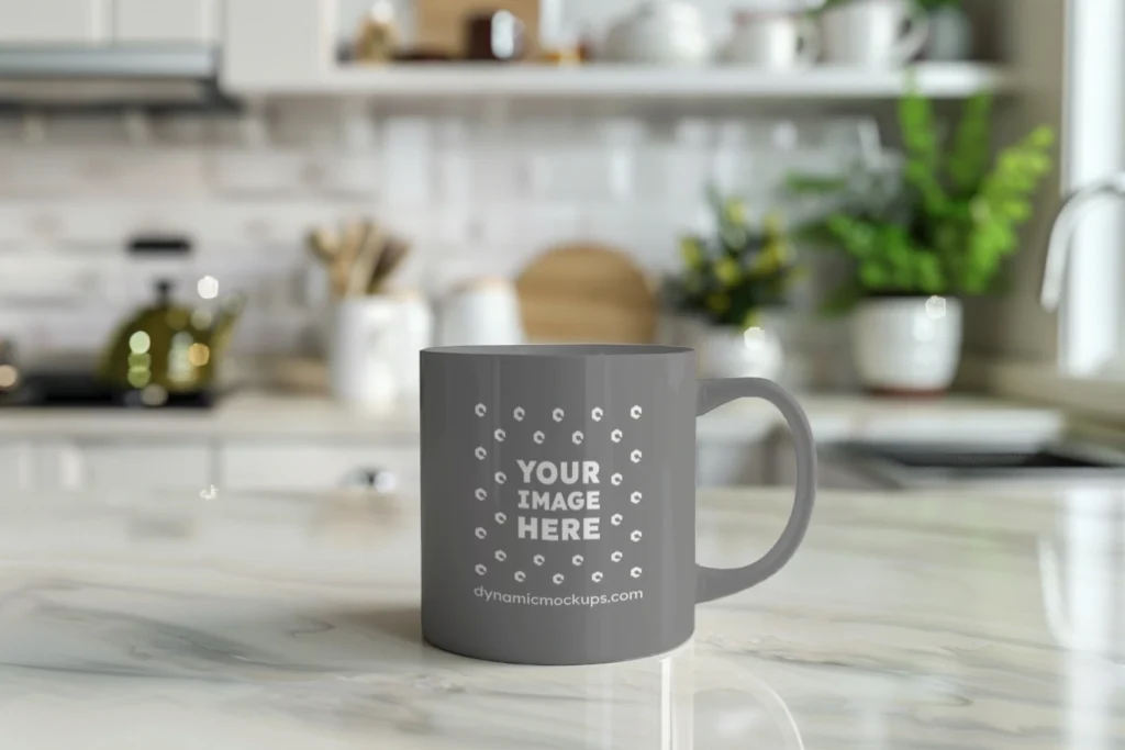 11oz Blank Gray Ceramic Coffee Mug Mockup Template