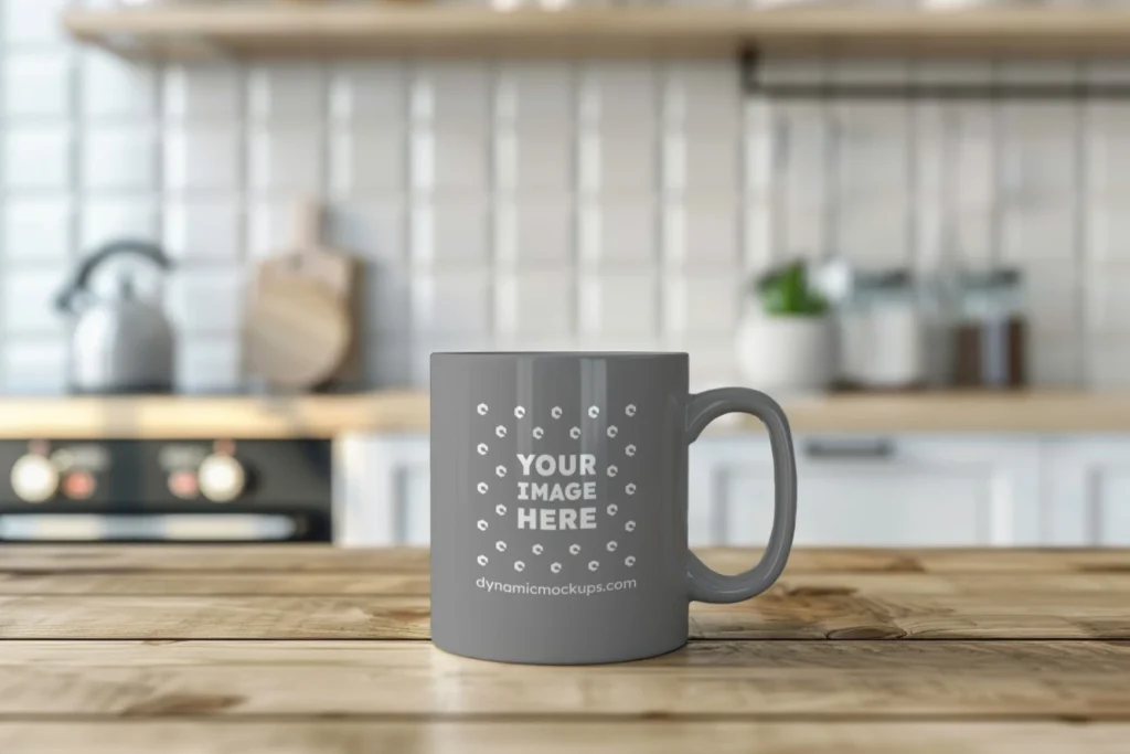 11oz Blank Gray Ceramic Coffee Mug Mockup Template