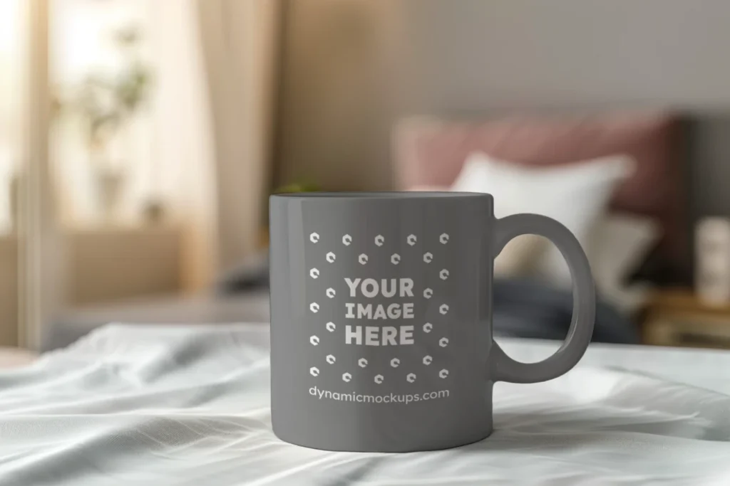 11oz Blank Gray Ceramic Coffee Mug Mockup Template