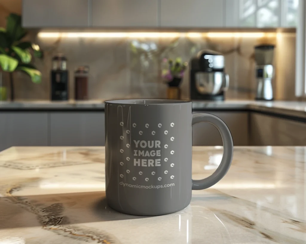 11oz Blank Gray Ceramic Coffee Mug Mockup Template