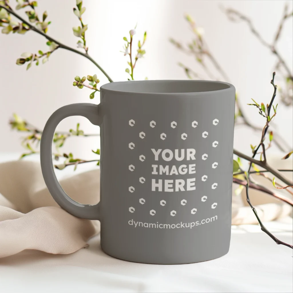 11oz Blank Gray Ceramic Coffee Mug Mockup Template