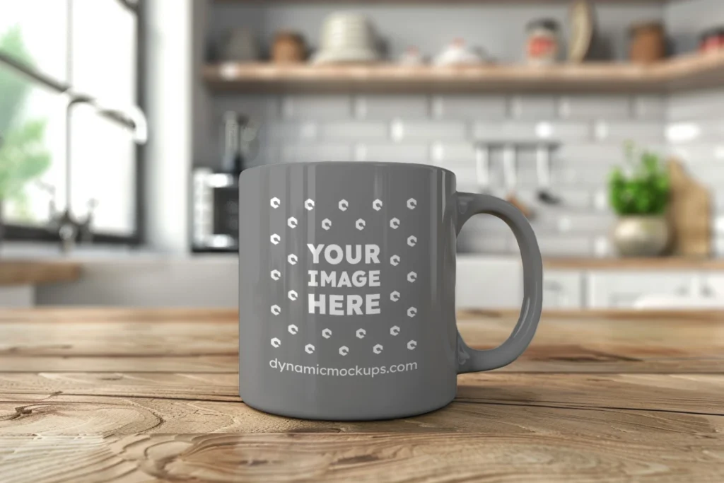 11oz Blank Gray Ceramic Coffee Mug Mockup Template