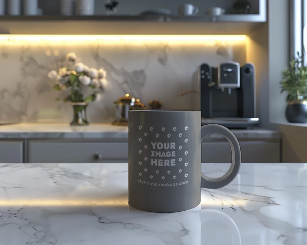 11oz Blank Gray Ceramic Coffee Mug Mockup Template
