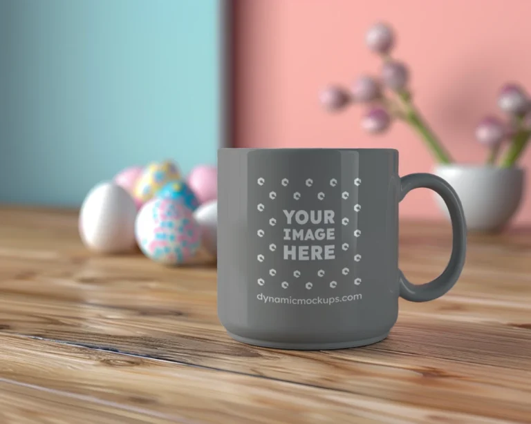 11oz Blank Gray Ceramic Coffee Mug Mockup Template