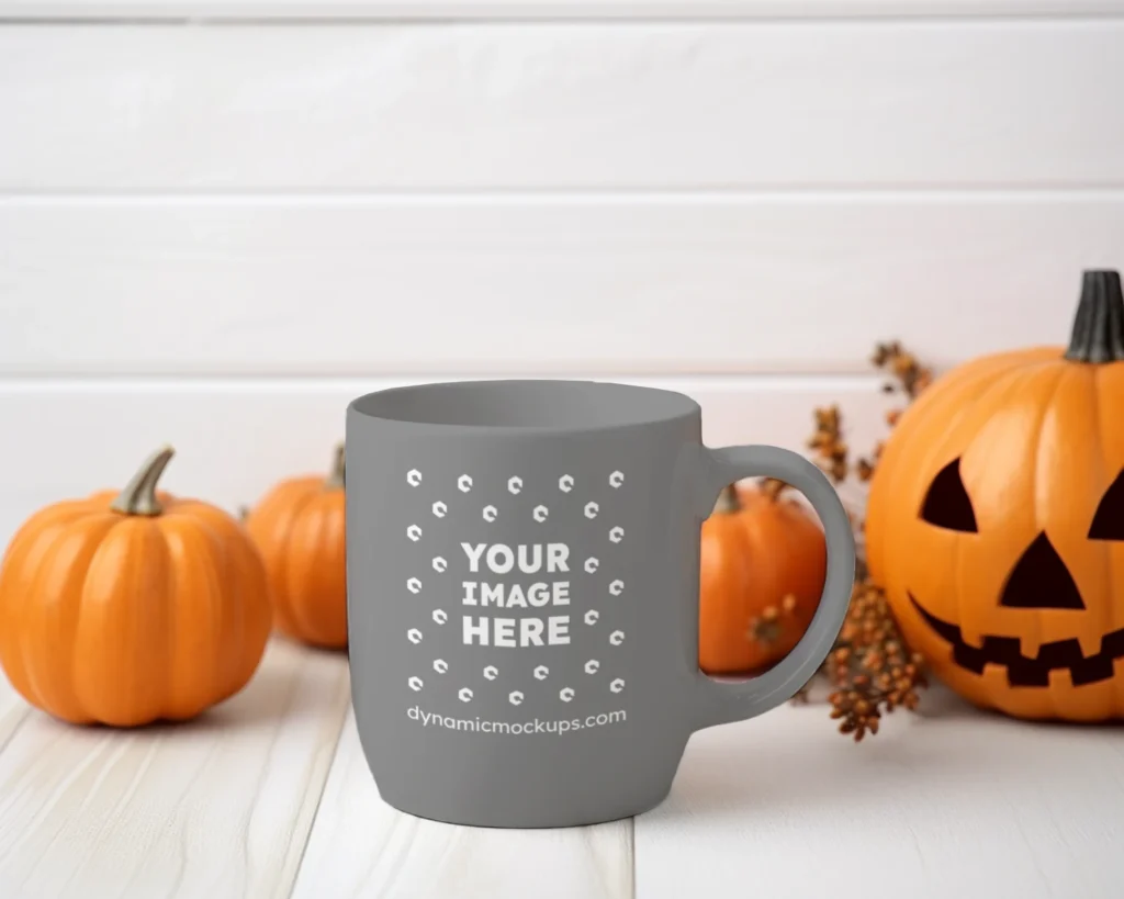 11oz Blank Gray Ceramic Coffee Mug Mockup Template
