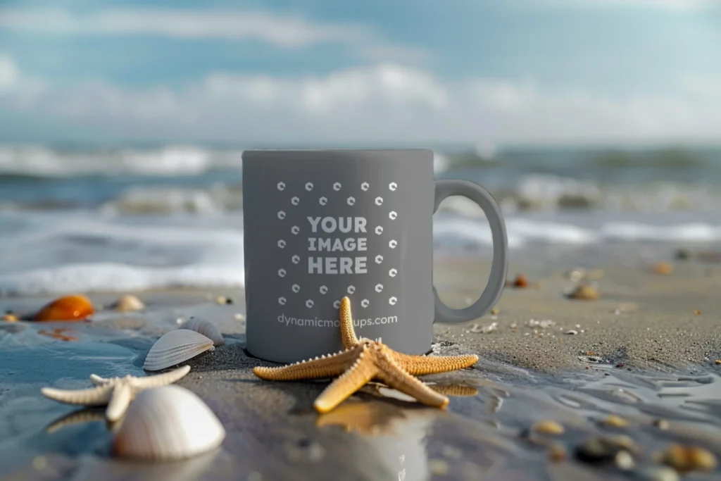 11oz Blank Gray Ceramic Coffee Mug Mockup Template