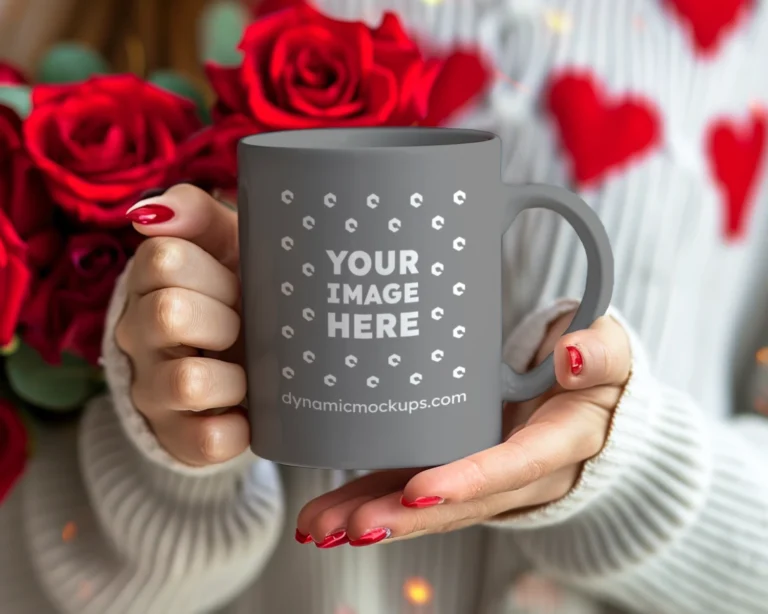 11oz Blank Gray Ceramic Coffee Mug Mockup Template