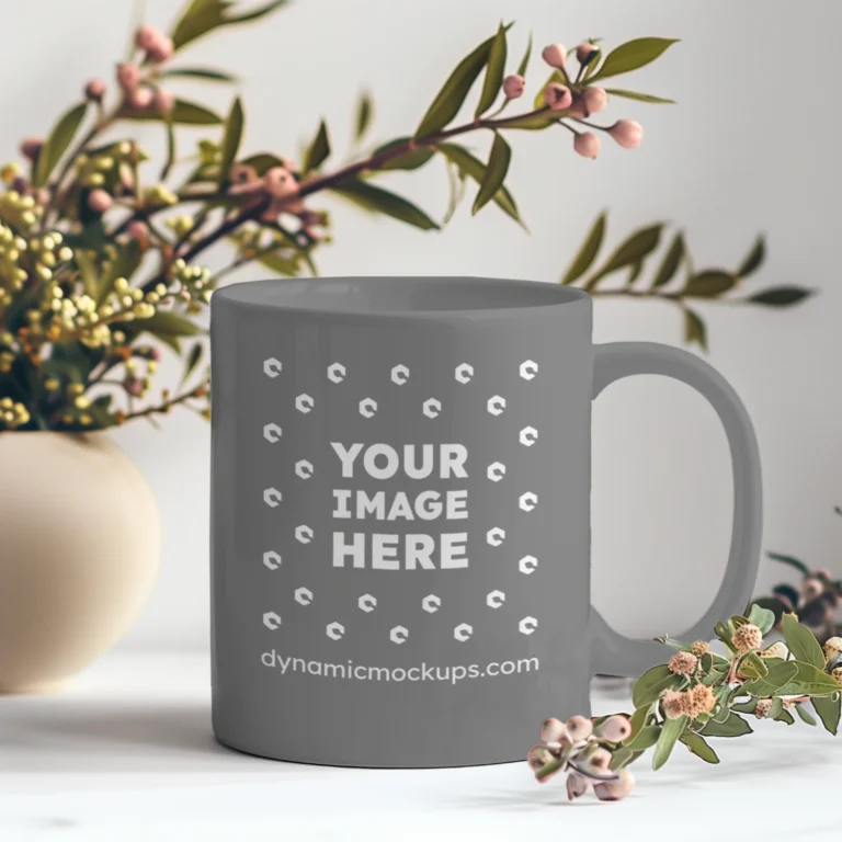 11oz Blank Gray Ceramic Coffee Mug Mockup Template