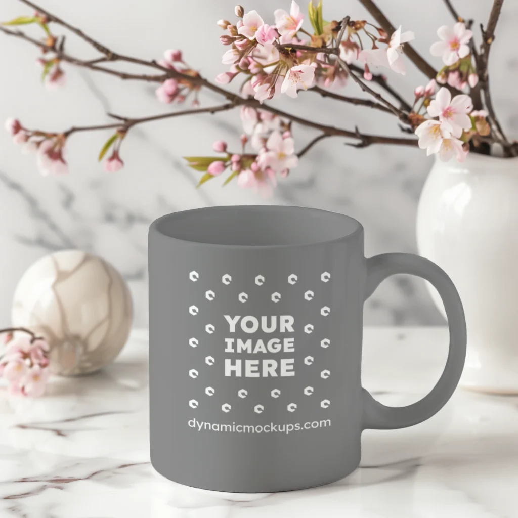 11oz Blank Gray Ceramic Coffee Mug Mockup Template