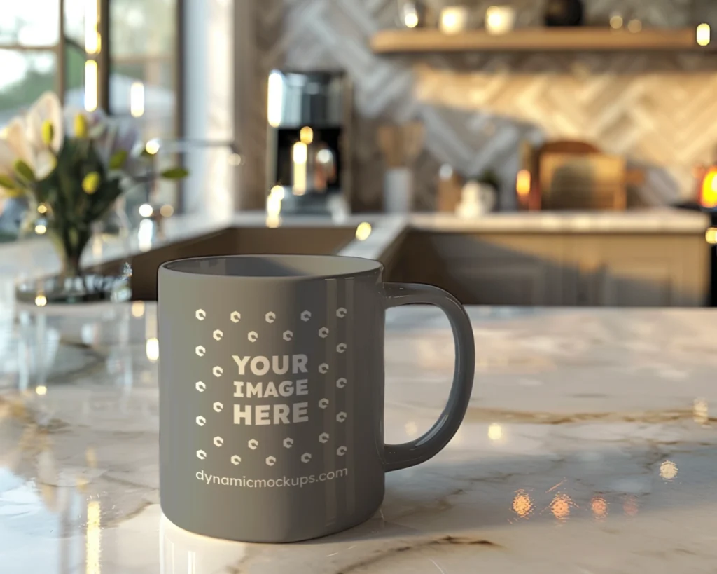 11oz Blank Gray Ceramic Coffee Mug Mockup Template