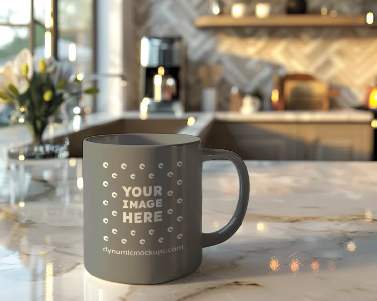 11oz Blank Gray Ceramic Coffee Mug Mockup Template