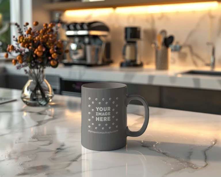 11oz Blank Gray Ceramic Coffee Mug Mockup Template