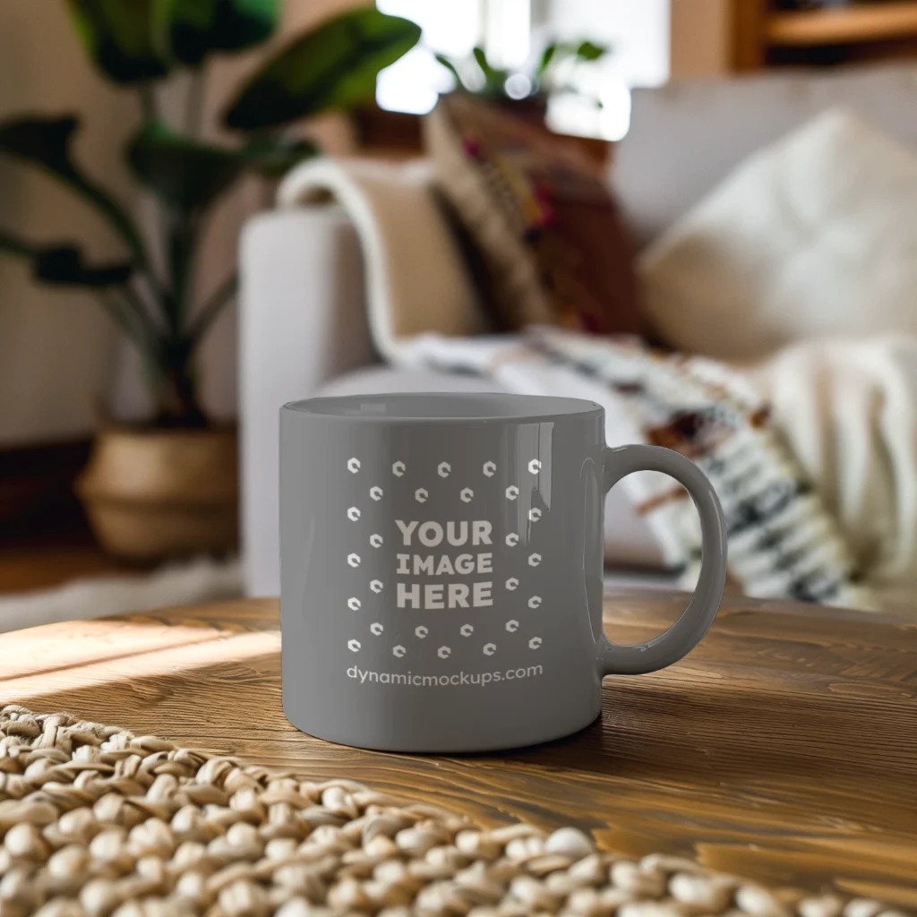 11oz Blank Gray Ceramic Coffee Mug Mockup Template
