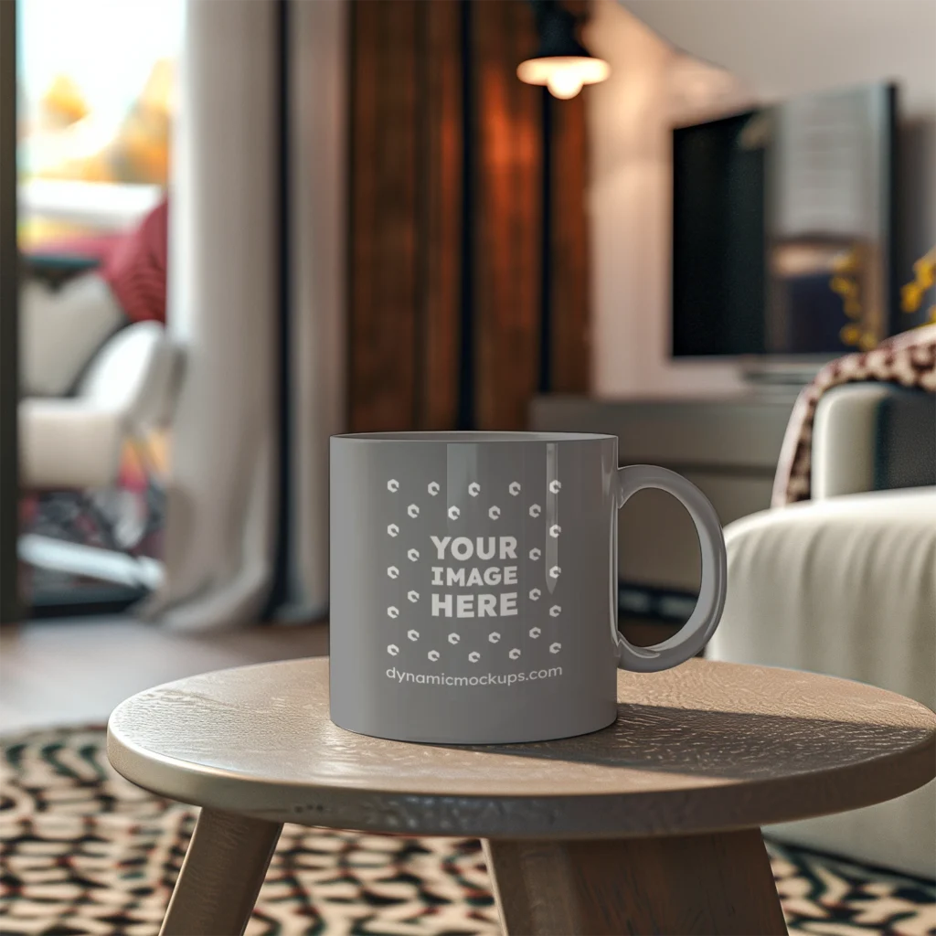 11oz Blank Gray Ceramic Coffee Mug Mockup Template