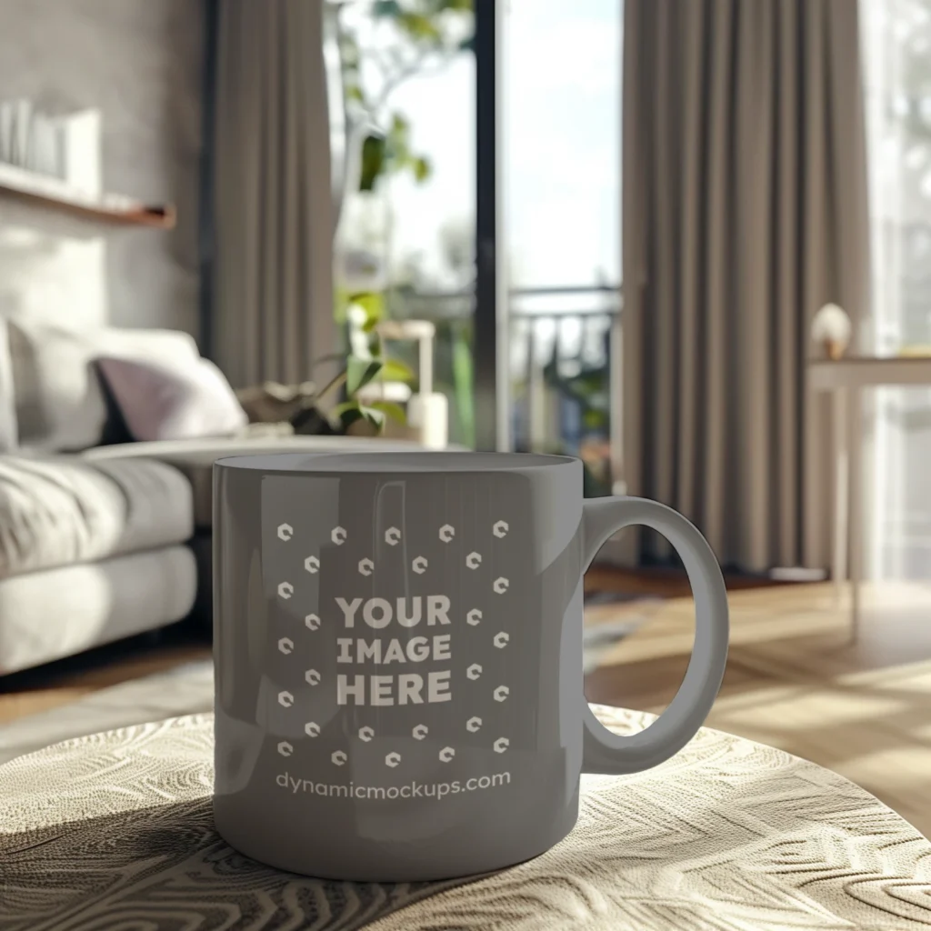 11oz Blank Gray Ceramic Coffee Mug Mockup Template
