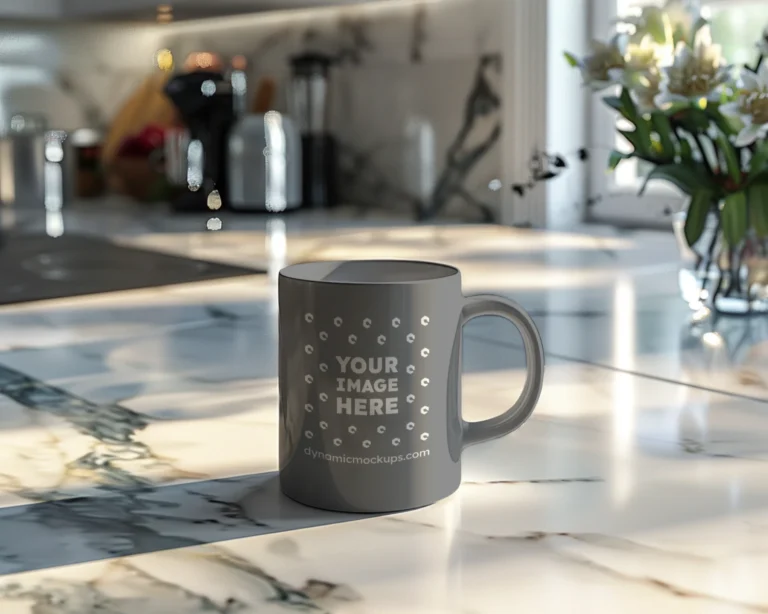 11oz Blank Gray Ceramic Coffee Mug Mockup Template