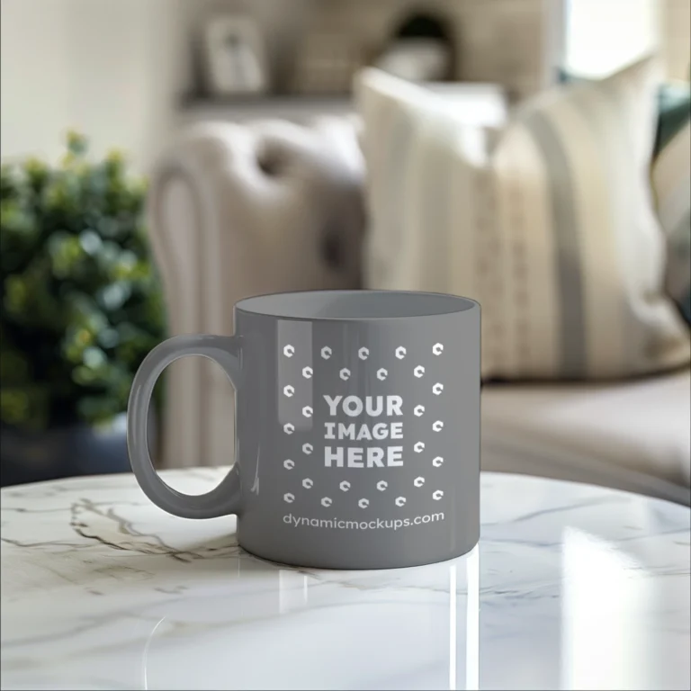 11oz Blank Gray Ceramic Coffee Mug Mockup Template