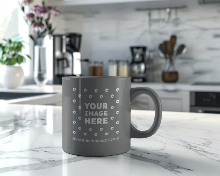 11oz Blank Gray Ceramic Coffee Mug Mockup Template
