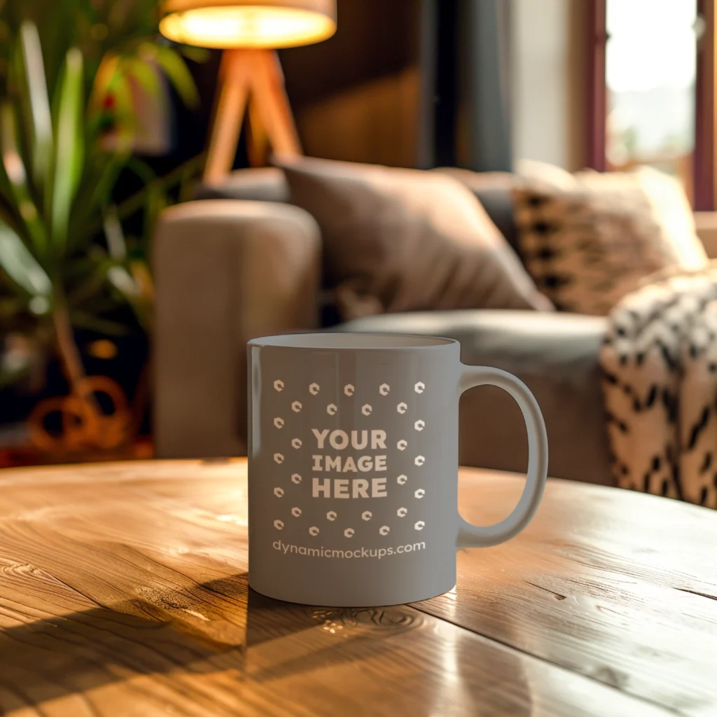 11oz Blank Gray Ceramic Coffee Mug Mockup Template