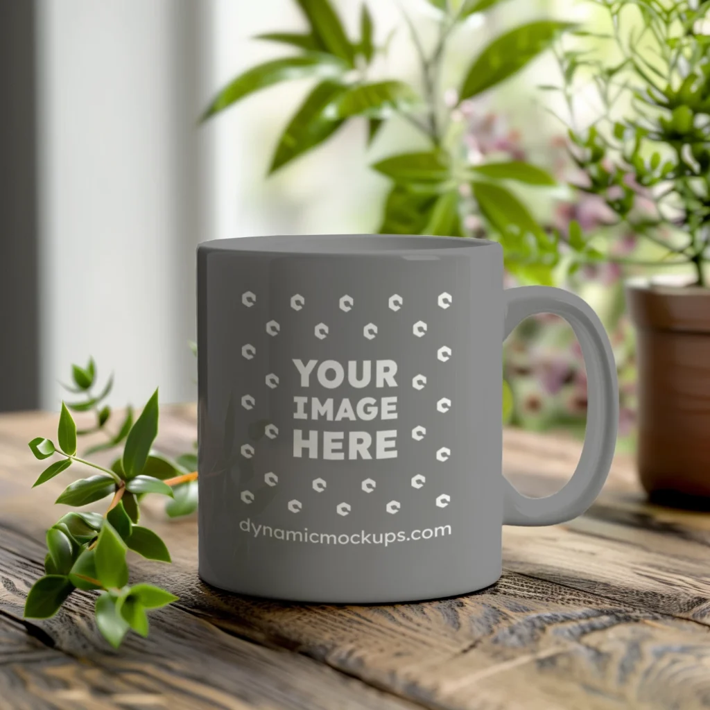 11oz Blank Gray Ceramic Coffee Mug Mockup Template