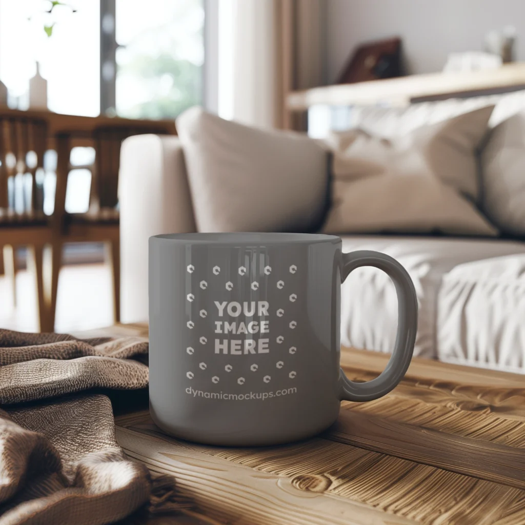 11oz Blank Gray Ceramic Coffee Mug Mockup Template