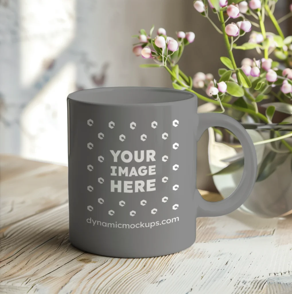 11oz Blank Gray Ceramic Coffee Mug Mockup Template