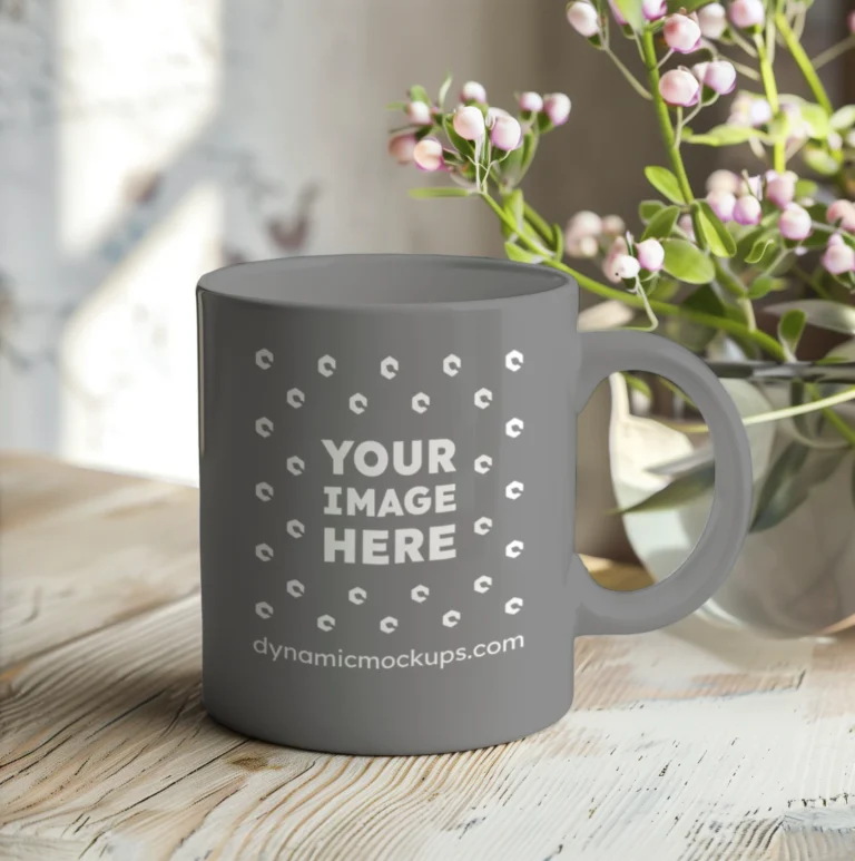 11oz Blank Gray Ceramic Coffee Mug Mockup Template