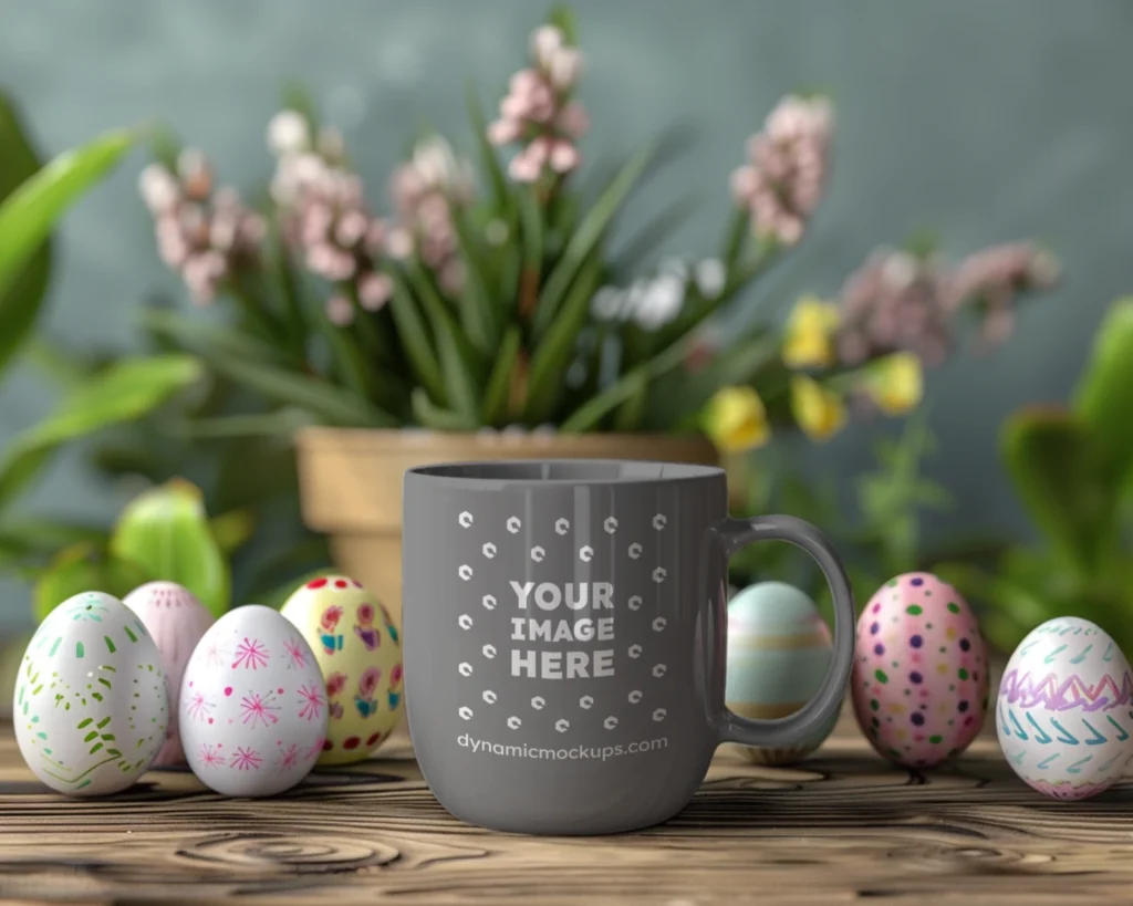 11oz Blank Gray Ceramic Coffee Mug Mockup Template