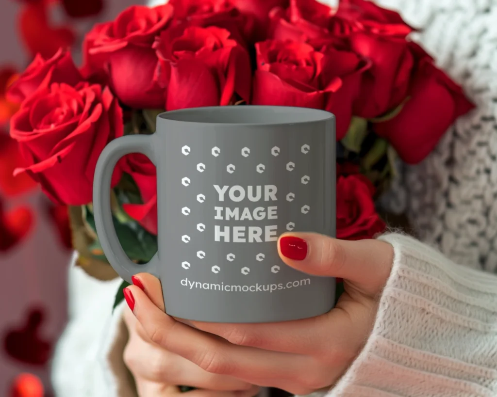 11oz Blank Gray Ceramic Coffee Mug Mockup Template