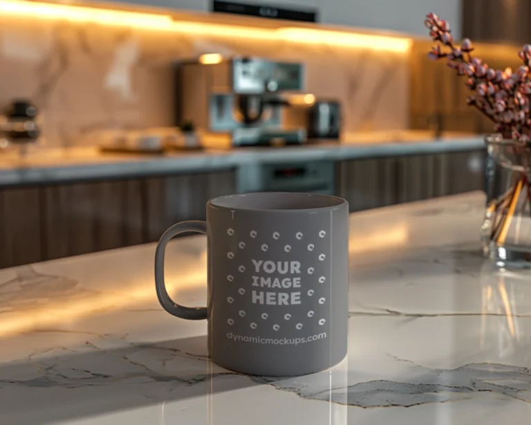 11oz Blank Gray Ceramic Coffee Mug Mockup Template