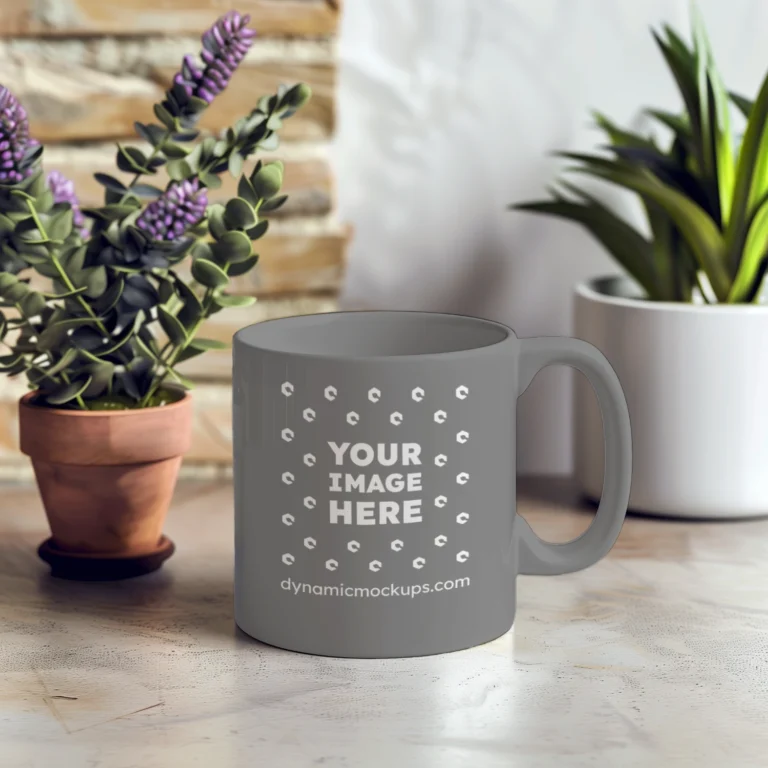11oz Blank Gray Ceramic Coffee Mug Mockup Template