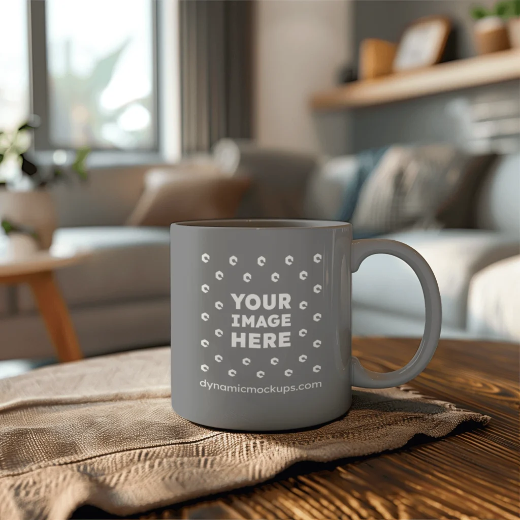 11oz Blank Gray Ceramic Coffee Mug Mockup Template