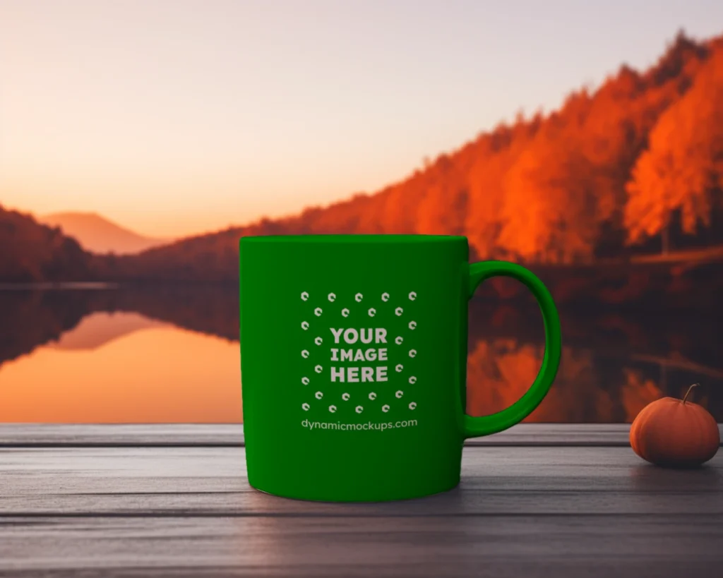 11oz Blank Green Ceramic Coffee Mug Mockup Template