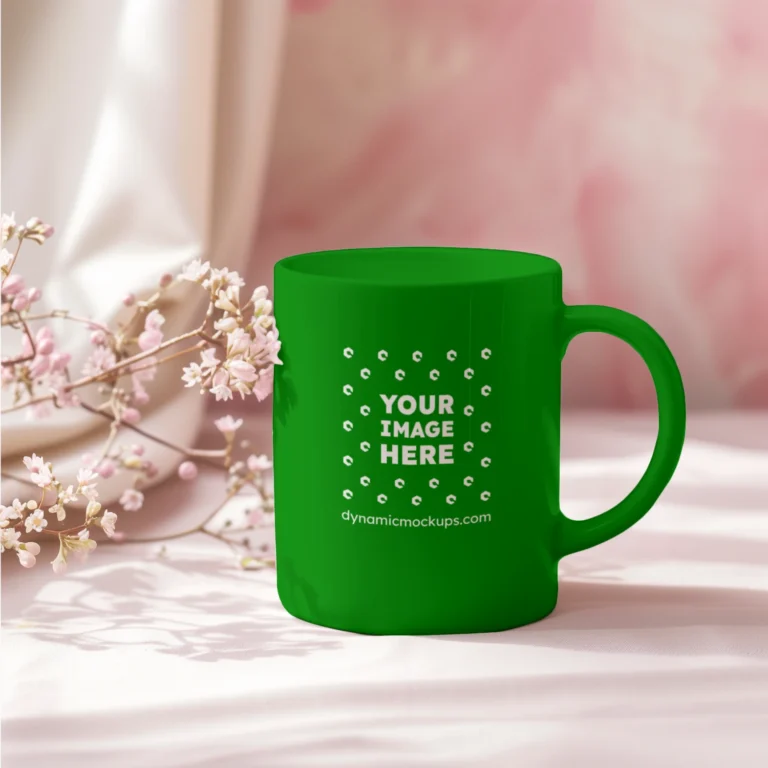 11oz Blank Green Ceramic Coffee Mug Mockup Template