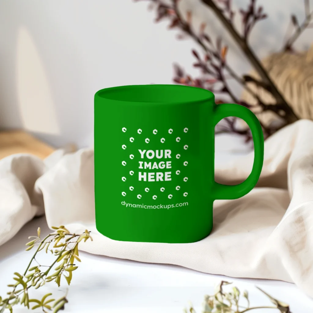 11oz Blank Green Ceramic Coffee Mug Mockup Template