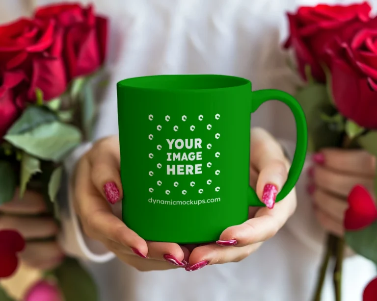11oz Blank Green Ceramic Coffee Mug Mockup Template