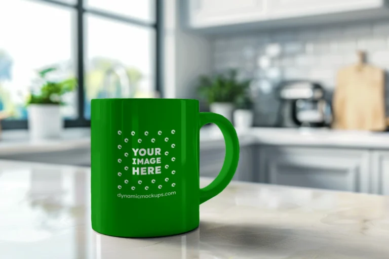 11oz Blank Green Ceramic Coffee Mug Mockup Template